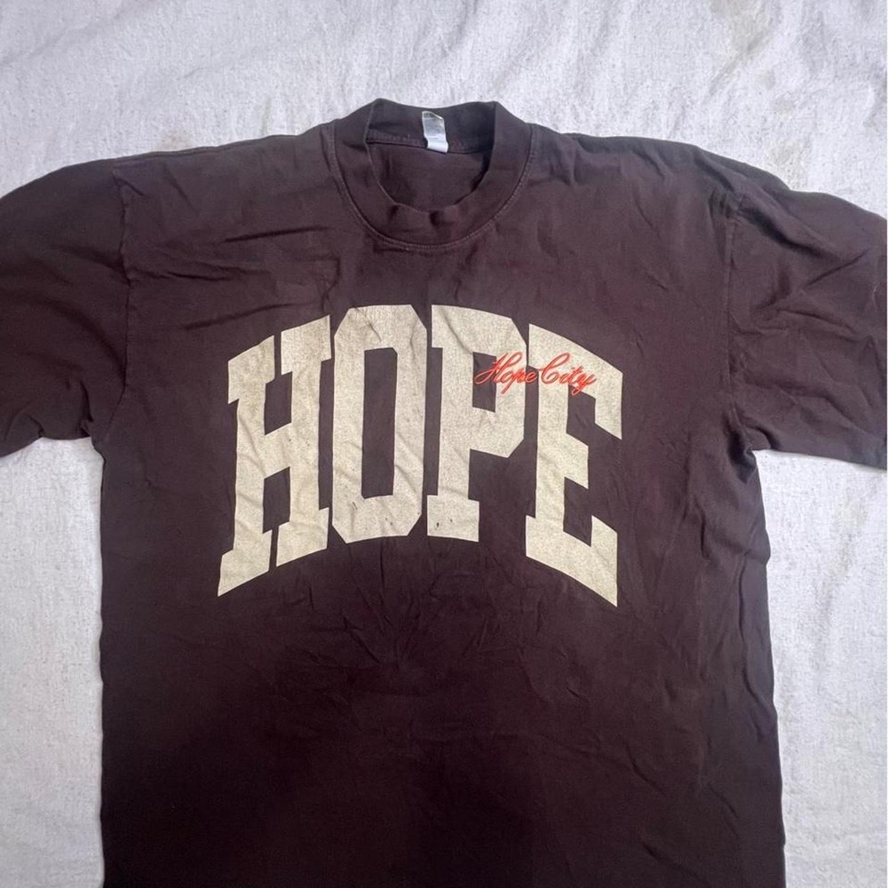 Los Angeles Apparel Hope City Graphic T-Shirt Brown Cotton Short Sleeve Tee